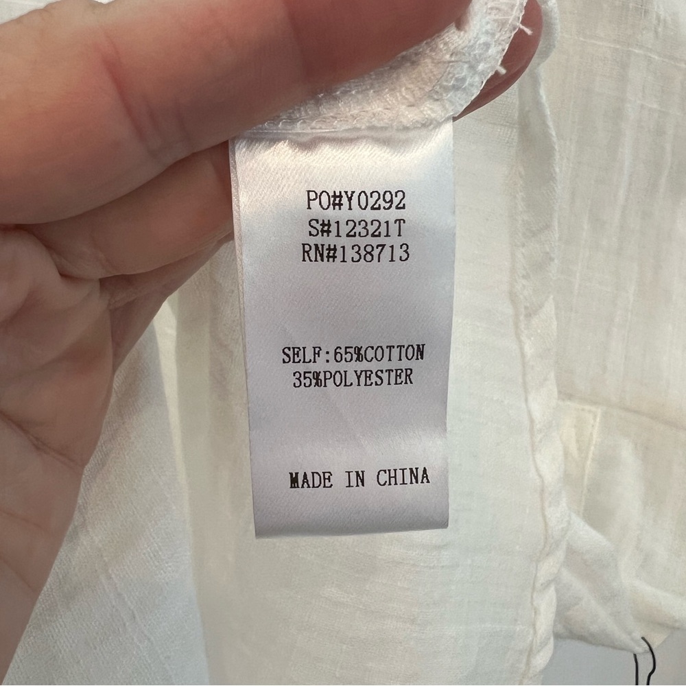 π NWT π€ DOE & RAE White Gauze V-Neck Top | Short Sleeve | Womenβs Small - Picture 9 of 10